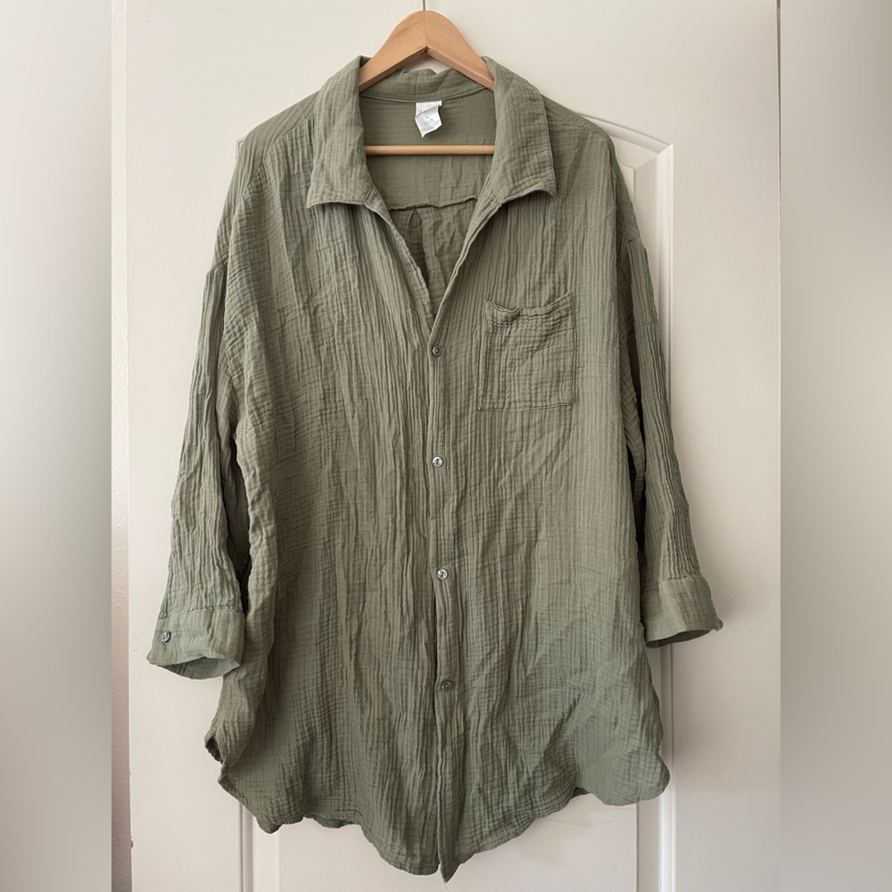 Olive Green Linen Top